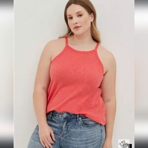 Torrid High Neck Tank - Coral Heritage Slub, size 2